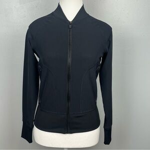 Jo + Jax black Restart full zip back logo jacket, size adult XXS.